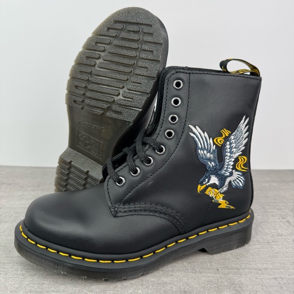 Dr. Martens 1460 Souvenir Embroidered Black Leather Boot - Men's 5/Women's 6